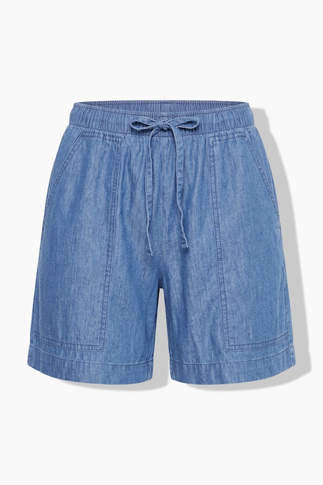 Bermuda di denim leggero con taglio della gamba ampio e cintura elastica