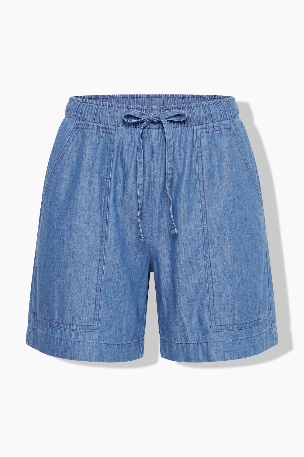 Jeans-bermuda, wijde pijp, lichte denim, elastische tailleband