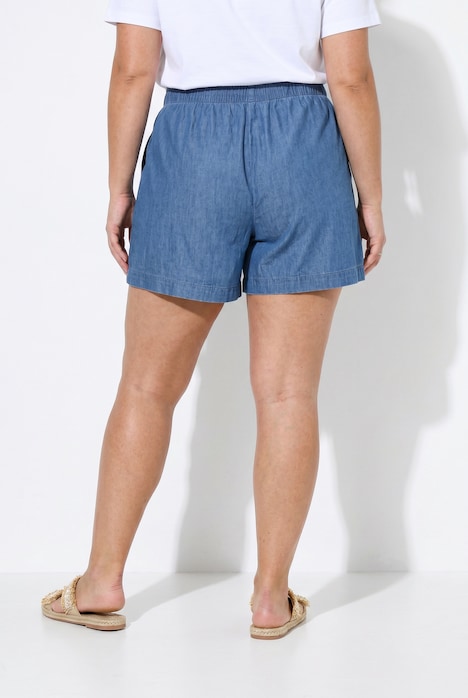 Jeans-Bermuda, weites Bein, leichter Denim, Elastikbund