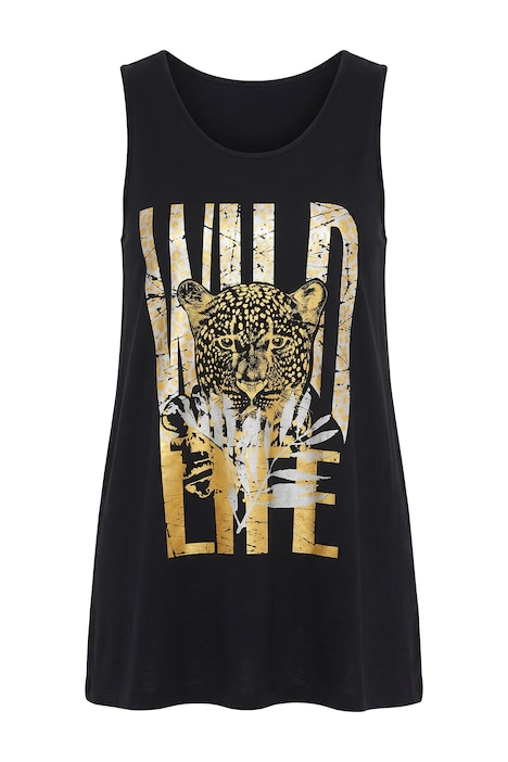 Top, A-line, leopard print, sleeveless