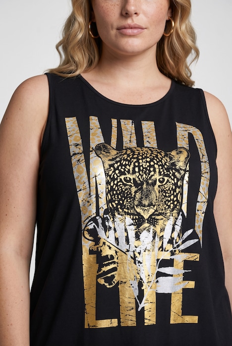 Top, A-Linie, Leoparden-Motiv, ärmellos