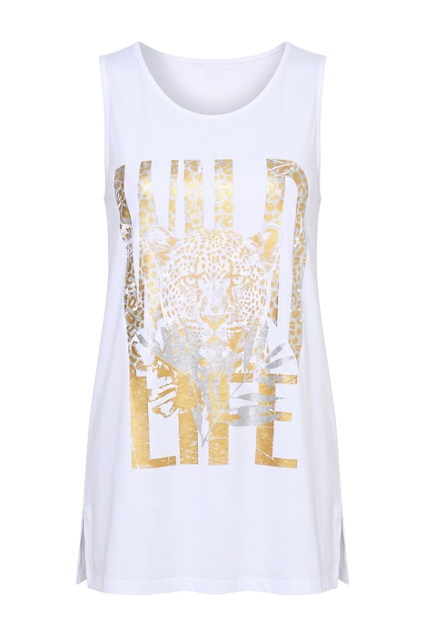 Top, A-line, leopard print, sleeveless