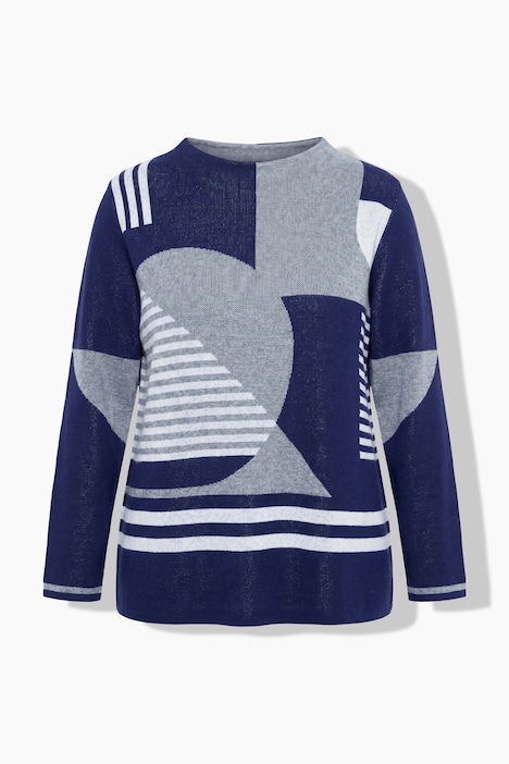Pullover, Jacquardmuster, Stehkragen, Langarm