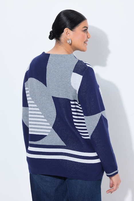 Pullover, Jacquardmuster, Stehkragen, Langarm