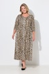 Leopard Print Empire Waist 3/4 Sleeve Jersey Pocket Dress