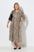 Leopard Print Empire Waist 3/4 Sleeve Jersey Pocket Dress