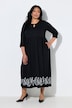 Leaf Border Print Empire Waist 3/4 Sleeve Jersey Pocket Dress