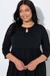 Leaf Border Print Empire Waist 3/4 Sleeve Jersey Pocket Dress