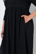 Leaf Border Print Empire Waist 3/4 Sleeve Jersey Pocket Dress