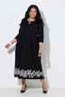 Leaf Border Print Empire Waist 3/4 Sleeve Jersey Pocket Dress