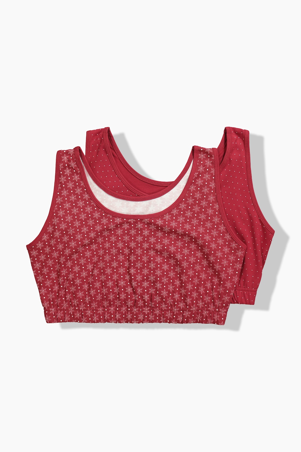 Bustier, 2-pakning, snøfnugg/ensfarget, rund hals
