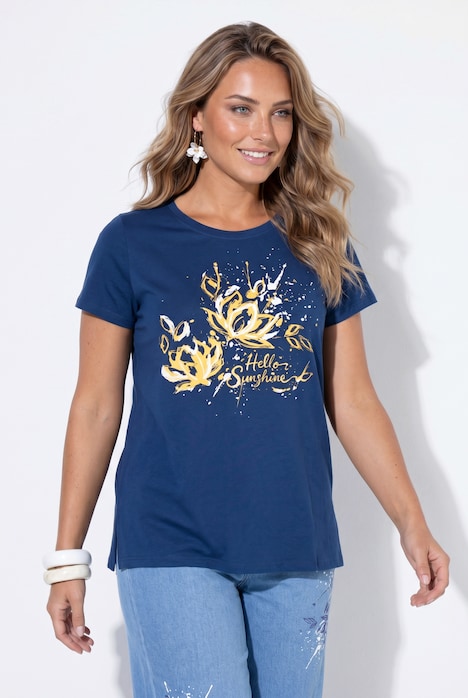 T-shirt, A-line, floral print, short sleeve