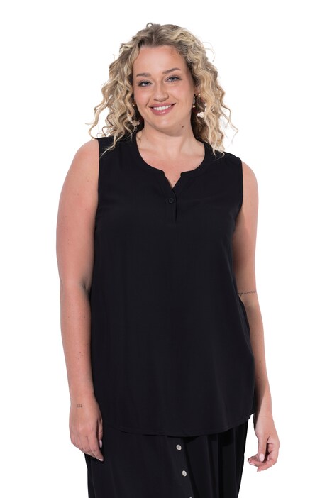 Blouse top, sleeveless, tunic neckline