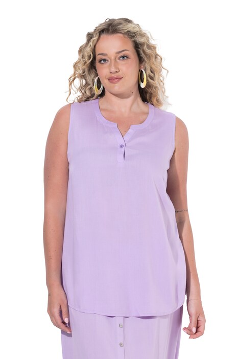 Blouse top, sleeveless, tunic neckline