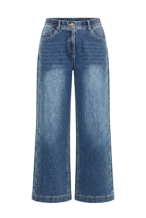 Jeans Mary, extraweites Bein, Ziersteine, Komfortbund