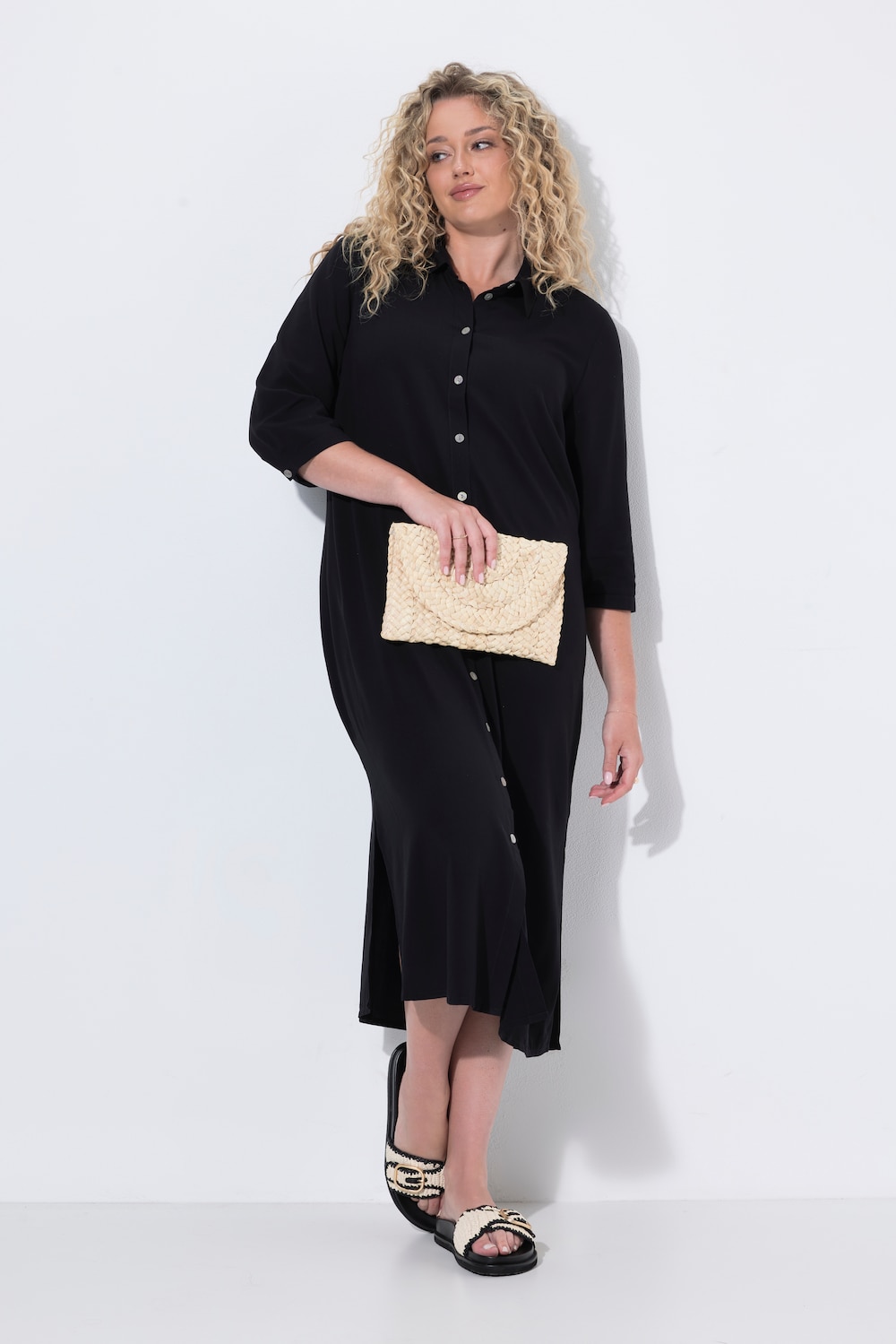 Longbluse, A-Linie, lange Seitenschlitze