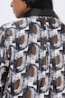 Schluppenbluse, grafischer Druck, A-Linie, Langarm