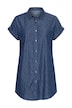 Long denim shirt, oversized, short sleeves with cuffs