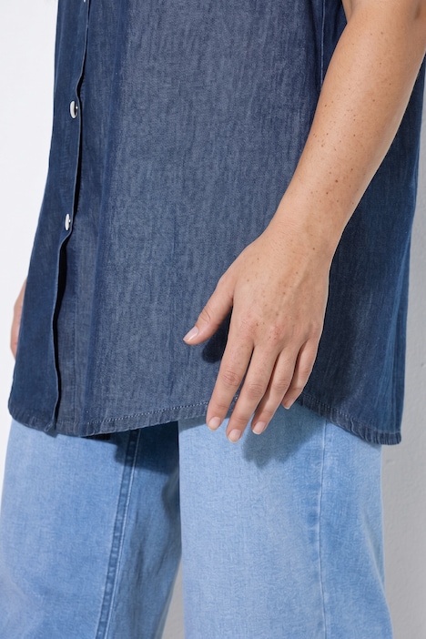 Long-Jeanshemd, oversized, Halbarm mit Umschlag