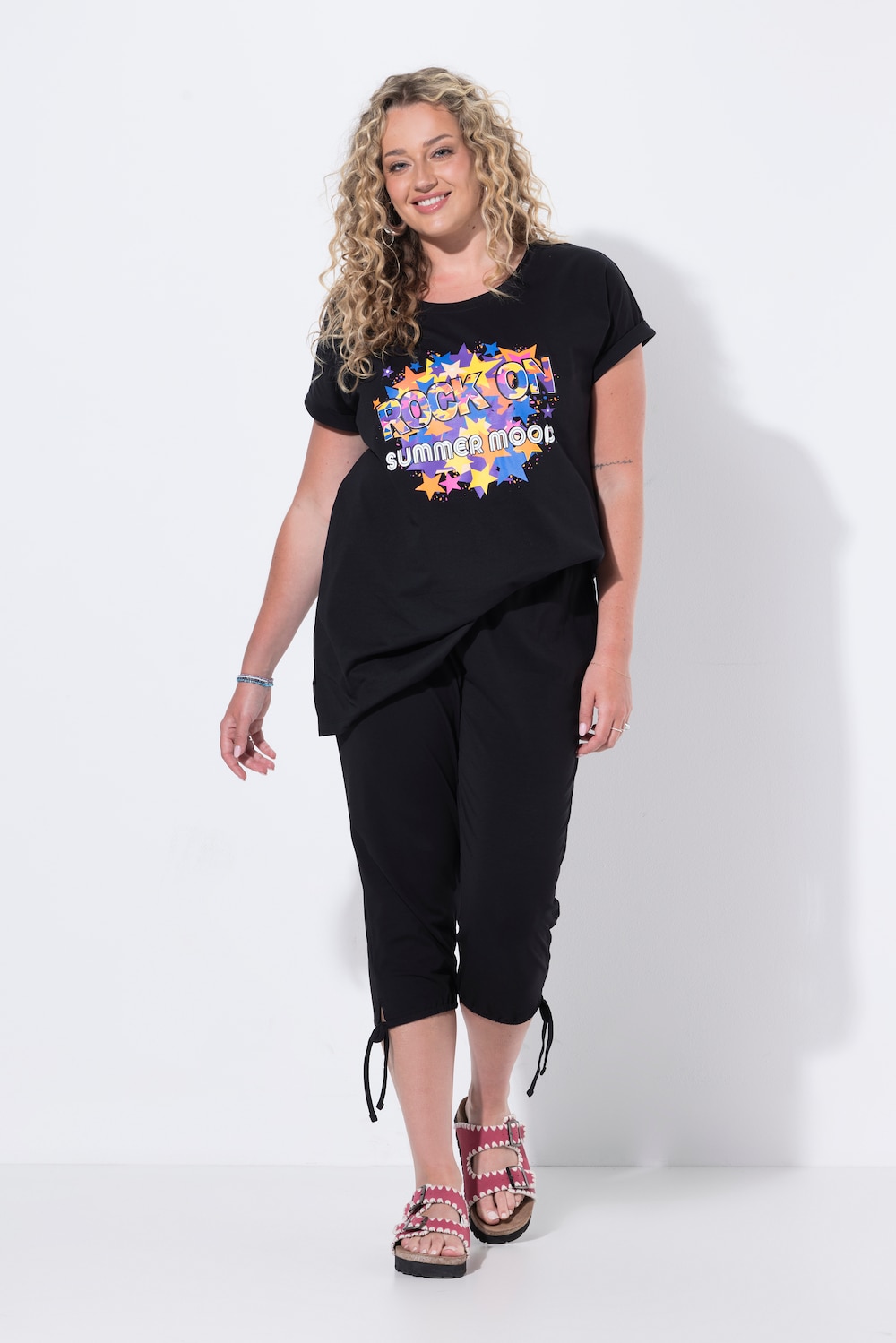 Sweat-Capri, Straight Fit, Elastikbund, Saumschlitz