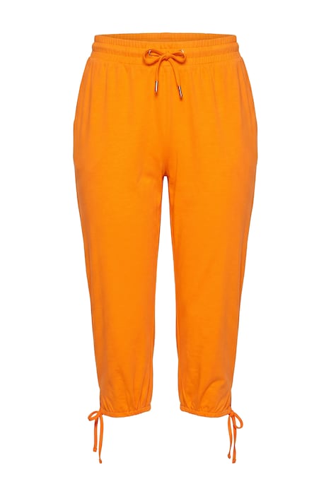 Sweat Capri pants, straight fit, elasticated waistband, hem slit