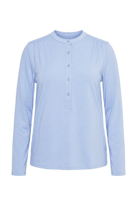 Shirt, Knopfleiste, Classic, Stehkragen, Langarm