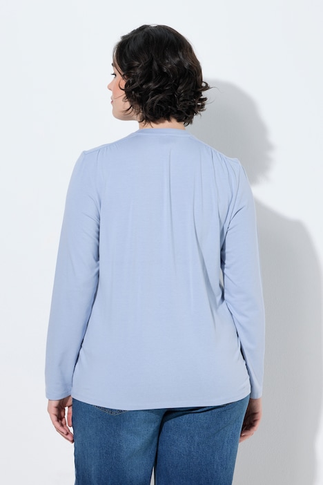 Shirt, Knopfleiste, Classic, Stehkragen, Langarm