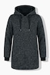 Strickfleece-Jacke, Schriftzug, Kapuze, Langarm