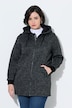 Strickfleece-Jacke, Schriftzug, Kapuze, Langarm