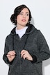 Strickfleece-Jacke, Schriftzug, Kapuze, Langarm