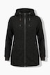 Strickfleece-Jacke, Schriftzug, Kapuze, Langarm