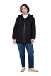 Strickfleece-Jacke, Schriftzug, Kapuze, Langarm