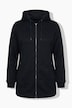 Strickfleece-Jacke, Schriftzug, Kapuze, Langarm