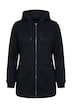 Strickfleece-Jacke, Schriftzug, Kapuze, Langarm