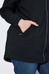 Strickfleece-Jacke, Schriftzug, Kapuze, Langarm