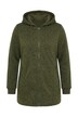 Strickfleece-Jacke, Schriftzug, Kapuze, Langarm