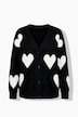 Strickjacke, Herzen, Oversized, V-Ausschnitt, Langarm
