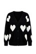 Strickjacke, Herzen, Oversized, V-Ausschnitt, Langarm