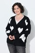 Strickjacke, Herzen, Oversized, V-Ausschnitt, Langarm