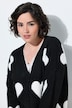 Strickjacke, Herzen, Oversized, V-Ausschnitt, Langarm