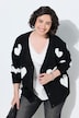 Strickjacke, Herzen, Oversized, V-Ausschnitt, Langarm