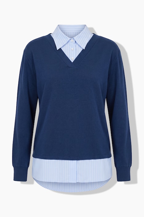 Sweatshirt, Lagenoptik, V-Ausschnitt, Langarm