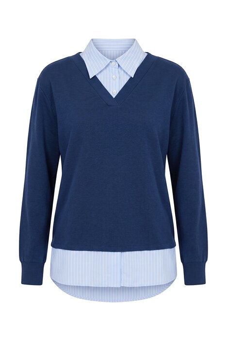 Sweatshirt, Lagenoptik, V-Ausschnitt, Langarm