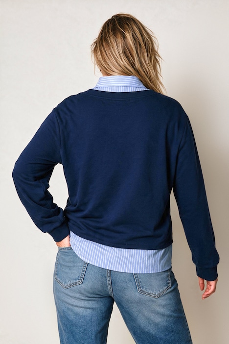 Sudadera, apariencia de varias capas, cuello de pico, mangas largas
