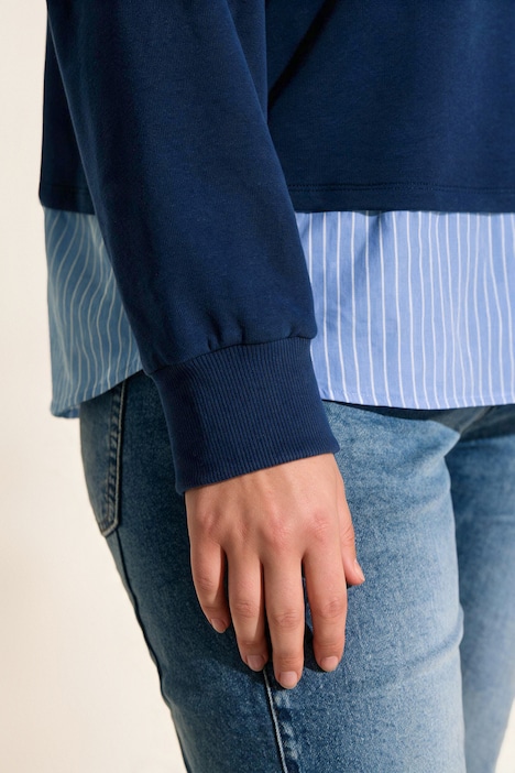 Sudadera, apariencia de varias capas, cuello de pico, mangas largas