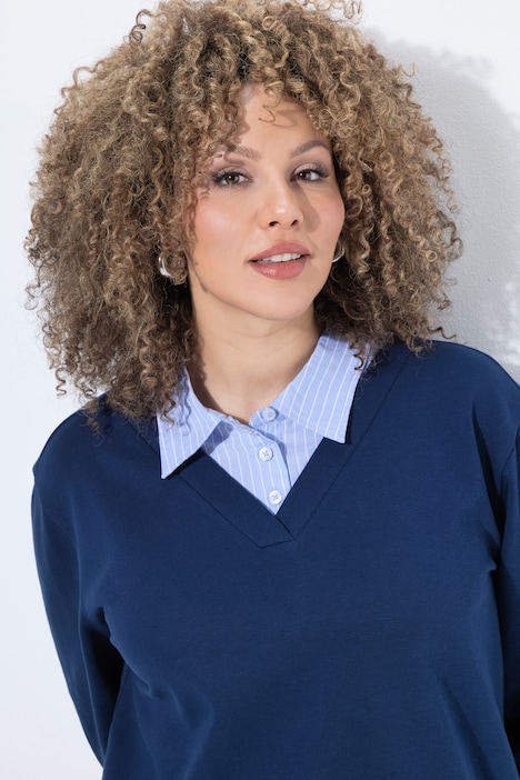 Sweatshirt, Lagenoptik, V-Ausschnitt, Langarm