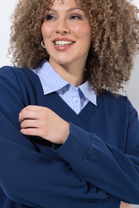 Sweatshirt, Lagenoptik, V-Ausschnitt, Langarm
