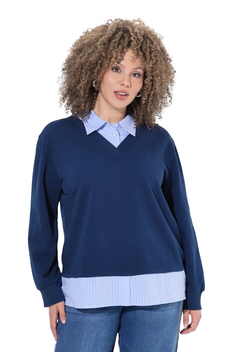 Sweatshirt, Lagenoptik, V-Ausschnitt, Langarm