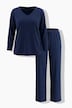 Pyjama, Ziernähte, V-Ausschnitt, 3/4-Arm