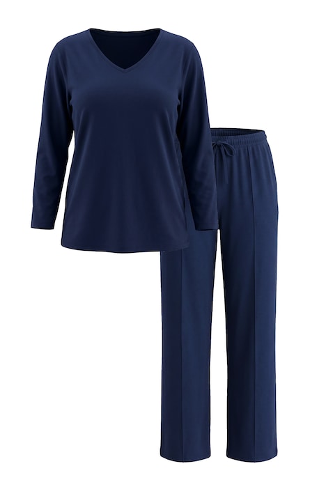 Pyjama, Ziernähte, V-Ausschnitt, 3/4-Arm